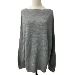 23区 オンワード樫山 セーター ニット プルオーバー ボートネック 無地 ウール 長袖 46 グレー