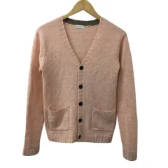 ナノユニバース nano universe カーディガン ニット Vネック メランジ ウール 長袖 S ピンク オレンジ