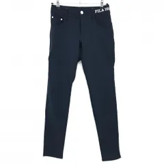 【美品】フィラゴルフ パンツ ネイビー 裏微起毛 総柄地模様  レディース S ゴルフウェア FILA GOLF