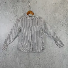 リネン100% ストライプシャツ トップス Sサイズ 長袖〇□