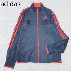 アディダス　ジャージ　トラックジャケット　フルジップアップ　スタンドカラー　スポーツウェア　ブランドロゴ　ストライプ　レギュラーフィット　カジュアル　華やか　ネイビー　Lサイズ