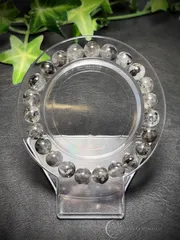 💎天然石  ✨️夜空✨️ハーキマーダイアモンド（ブラックインクルージョン入り） ブレスレット   レディース＆メンズ      E774-1