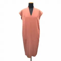 ユナイテッドアローズ UNITED ARROWS Vネック ワンピース ストレート フレンチスリーブ シャツ ブラウス バックジップ 38 茶系 ブラウン レディース♪１