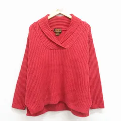 古着 エディーバウアー 長袖 セーター レディース 90年代 90s 無地 ショールカラー コットン 赤 25nov28