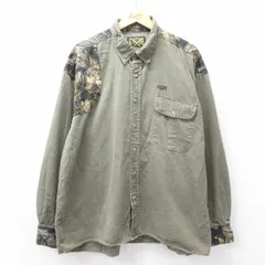 XL/古着 長袖 ハンティング シャツ メンズ 00年代 00s SCOTTISH GREYS 大きいサイズ コットン ボタンダウン 濃緑他 25nov28