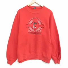 L/古着 ジャンスポーツ 長袖 スウェット メンズ 90年代 90s コーネル 刺繍 クルーネック USA製 赤 25nov28
