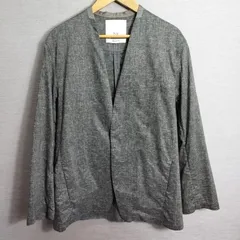 Sig FREAKS STORE HIROYUKI ITOH シグ フリークスストア ヒロユキ イトウ ノーカラー ジャケット スナップボタン 日本製 リネン混 薄手 グレー系 L A252