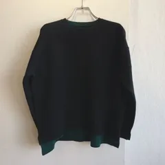美品⭐️ ビームス ハート BEAMS HEART ニット セーター プルオーバー バイカラー ブラック グリーン ウール 混 wool 毛 大きめ オーバーサイズ ゆったり 短丈 ボックス シルエット カジュアル きれいめ シンプル クルーネック