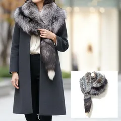 スタイリングのアクセントに◎抜群の存在感◎【JINDO】進道毛皮 フォックス キツネ リアルファー マフラー 毛皮 ティペット 襟巻 ショール ストール 防寒 おしゃれ ブラウン系 レディース ユニセックス/M41300jY