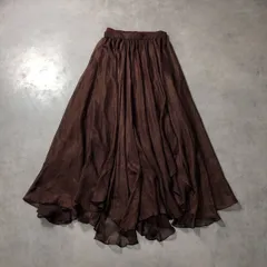 WH148●Lily Brown：光沢シアスカート ●ONE● ブラウン シースルー フレアロングスカート リリーブラウン