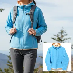 デイリーにもアウトドアにも◎【L.L.Bean】エルエルビーン POLARTEC ジップアップ フリースパーカー ジャケット アウター シンプル 無地 カジュアル トレッキング ライトブルー レディース/M41298jYのサムネイル