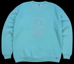 80s USA製 RUSSELLラッセル AVALON アンカーマーク 前V スウェット ミント L★ビンテージ オールド ティファニーブルー 碇