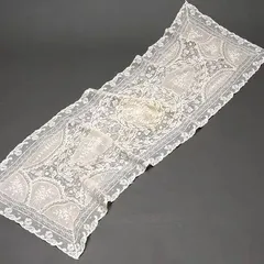 フランス製 アンティークレース・手刺繍 長方形テーブルランナー