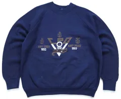 90s USA製 USN CPO 100 ANIVERSARY NAVY CHIEF NAVY PRIDE スウェット 紺 L★オールド ビンテージ ミリタリー 米軍 US ラグランスリーブ