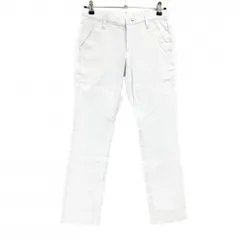 【美品】ミズノゴルフ パンツ 白系 ステッチミントブルー コットン混 レディース L ゴルフウェア MIZUNO