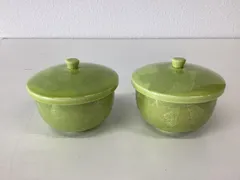 九谷焼　宗秀窯　蓋付き　湯呑み　若草色　2客