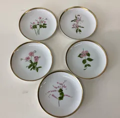深川製磁 君島一郎コラボ 金縁皿16cm　花柄  5枚セット