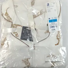 【新品タグ付】 GU ジーユー サテンパジャマ Mサイズ オフホワイト 猫 キャット 長袖
