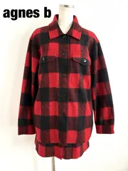【新品】agnes b　アニエスベー　ブロックチェック　シャツジャケット＆スカート　定価上42,900円／下22,000円　Lサイズ　レッド　ブラック　セットアップ　送料込み　6462463