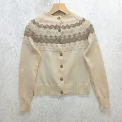 La-gemme ラジエム ノルディック柄 ニットカーディガン リブニット レトロ 伸縮性 アイボリー ◇〇☆