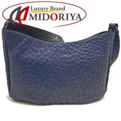 IBIZA イビサ セミショルダー ショルダーバッグ オーストリッチ ネイビー レディース /253492【中古】