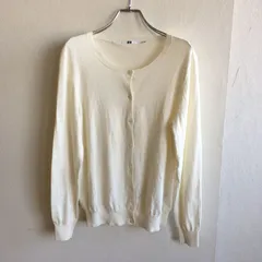 良品✨ ユニクロ UNIQLO UVカット クルーネック カーディガン 長袖 羽織り 前開き ボタン 丸首 薄手 ベーシック きれいめ 大人 カジュアル オフィス カジュアル 白 ホワイト アイボリー ナチュラルカラー