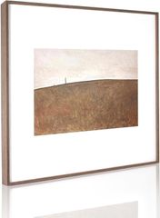 Modern Nordic style painting, premium framed canvas landscape, stylish wall art for living rooms, bedrooms, and bathrooms. 50 x 50 x 3.6 cm (Hillside Landscape Painting (Dark Brown Wood) a-431)