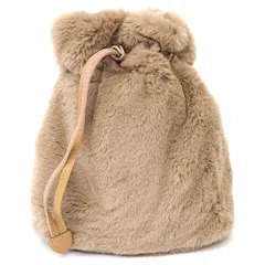 未使用品 felisi エコファー 巾着 ポーチ ベージュ フェリージ レディース 5MLA2/J06226/KCT17/