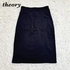 【美品】 theory ひざ丈タイトスカート サイズ0 ブラック ポケット
