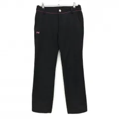 【美品】アンダーアーマー パンツ 黒 裏微起毛 ロゴ刺しゅう レディース SM ゴルフウェア UNDER ARMOUR