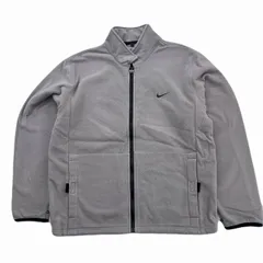 ナイキ フリースジャケット メンズ Mサイズ オフホワイト グレー ジップアップ シンプル 防寒