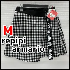 未使用品　repipi armario　レピピアルマリオ　ラップスカート　ラップロゴベルトスカート　M（60～68）　格子柄　ブラック＆ホワイト　通学/普段着/現状品　NMO1-042-08