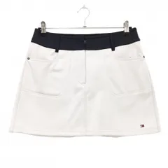 トミーヒルフィガー スカート 白×ネイビー 裏起毛 ロゴ刺しゅう  レディース L ゴルフウェア Tommy Hilfiger Golf