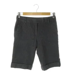 ナチュラルビューティーベーシック NATURAL BEAUTY BASIC パンツ ショート ハーフ ウール ストライプ ラメ S グレー /AO9