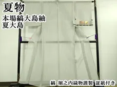 平和屋本店＊極上　夏物　本場縞大島紬　夏大島　縞　堀之内織物謹製　証紙付き　逸品　DZAB3763kh6のサムネイル