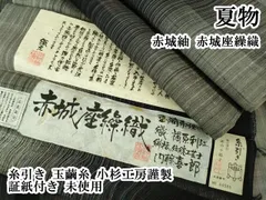 平和屋本店＊極上　夏物　赤城紬　赤城座繰織　糸引き　玉繭糸　小杉工房謹製　証紙付き　逸品　未使用　DZAB3775kh6のサムネイル