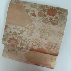 名古屋帯 花唐草 金彩 美しい織り出し 九寸 正絹 着物 MA-3207