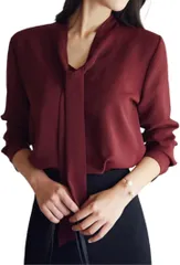 RED RAY レッドレイ ブラウス フォーマル リボン ボウタイ シャツ 長袖 (レッド,  M)