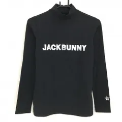 ジャックバニー 長袖ハイネックシャツ 黒×シルバー フロントロゴプリント レディース 1(M) ゴルフウェア Jack Bunny