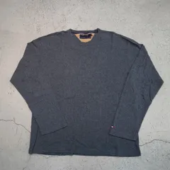 90S TOMMY HILFIGER トミーヒルフィガー クルーネック スウェット カットソー 長袖 Tシャツ ロングスリーブ ビンテージ 灰 XL 514P★4