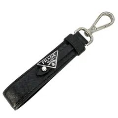 【PRADA】プラダ キーホルダー トライアングルプレート キーリング欠品 ブラック【中古品】USED-B 【9304】
