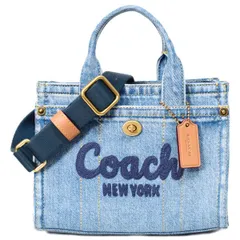 コーチ バッグ COACH デニム カーゴ トート 刺繡 20 ミニ ロゴ 2WAY クロスボディ ショルダー ハンドバッグ キャンバストート インディゴ CZ100