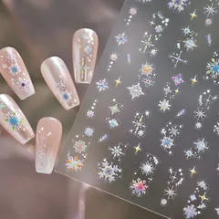 匿名配送⭐︎ネイルシール　立体3D　冬　雪の結晶　スノーフレーク　カラフル　ホログラム　M834