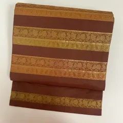 名古屋帯 横断 唐草文 金彩 九寸 正絹 着物 MA-3219