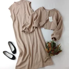 ReNorm リノーム poconyan.co コラボ ストレッチ ポンチOP セットアップ ワンピース ジャケット ベージュ オケージョン (126E＋1855)26H