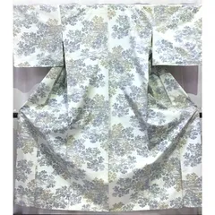 着物・紬・単衣・うす青系地・No.200701-1944・梱包サイズ80