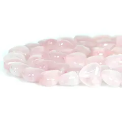 ○1連販売○ローズクォーツ【ハート】10mm（厚さ6mm）【天然石 ビーズ パワーストーン】