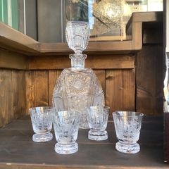 Bohemia Glass デキャンタとグラスセット 未使用 ヴィンテージ BOHEMIA ボヘミアクリスタル デキャンタと