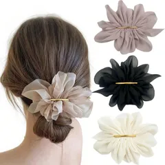 【新着商品】髪飾り 可愛い 髪留め チュールレース調 ヘアクリップ ヘアピン 大人 ヘアアクセサリー 大きめ 小さめ ハーフアップ おしゃれ 大きめ花モチーフ 着物 浴衣 結婚式 バレッタ 日常 通勤 3色セット