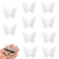 【数量限定】前髪クリップ パーティー 花 クリップ 発表会 リボン 蝶 刺繍 レース 髪留め ヘアアクセサリー 誕生日 可愛い 髪飾り（10個セット） 結婚式 レースヘアクリップ蝶 レディース LOYELEY